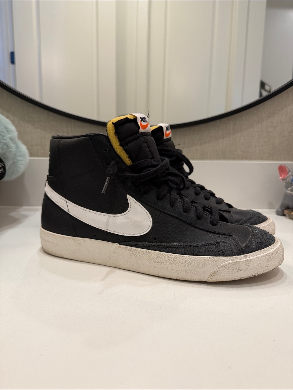Nike Men’s Black, White & Yellow High-Top Sneakers